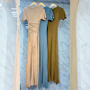 w37-0757 Платье женское с короткими рукавами длинное, трикотаж, стандарт, 1 шт
