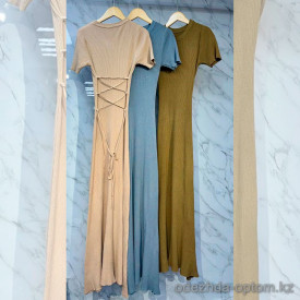 w37-0757 Платье женское с короткими рукавами длинное, трикотаж, стандарт, 1 шт