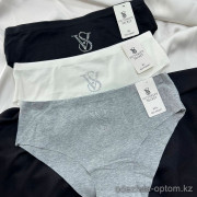 b16-8487 Трусики женские однотонные с эмблемой из страз, XL-3XL, 1 пачка (12 шт)