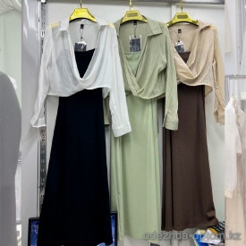 w22-0579 Платье женское однотонное в комплекте с накидкой, стандарт, 1 шт