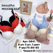 b6-0841 Miss Wicasa Бюстгальтер кружевной с наполнителем, чашка B, 1 пачка (3 шт)