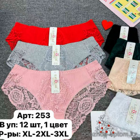 b6-253-4 Lavolle Трусики женские однотонные, XL-3XL, 1 пачка (12 шт)