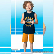 e1-5505-2 Пижама детская на мальчика: футболка и шорты, 4-8 лет, хлопок, 1 пачка (4 шт)