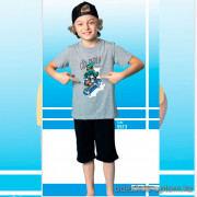 e1-5513-2 Пижама детская на мальчика: футболка и шорты, 4-8 лет, хлопок, 1 пачка (4 шт)