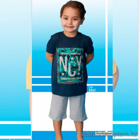 e1-5541 Пижама детская на мальчика: футболка и шорты, 4-8 лет, хлопок, 1 пачка (4 шт)