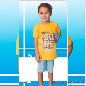 e1-5548 Пижама детская на мальчика: футболка и шорты, 4-8 лет, хлопок, 1 пачка (4 шт)