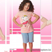 e1-6231 Пижама детская на девочку: футболка и шорты, 4-8 лет, хлопок, 1 пачка (4 шт)