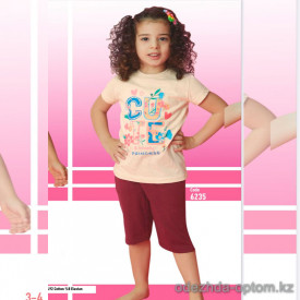 e1-6235 Пижама детская на девочку: футболка и шорты, 4-8 лет, хлопок, 1 пачка (4 шт)