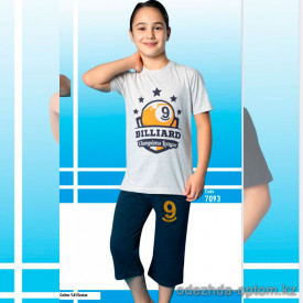 e1-7093 Пижама подростковая на мальчика: футболка и шорты, 9-14 лет, хлопок, 1 пачка (4 шт)