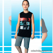 e1-7148 Пижама подростковая на мальчика: футболка и шорты, 9-14 лет, хлопок, 1 пачка (4 шт)