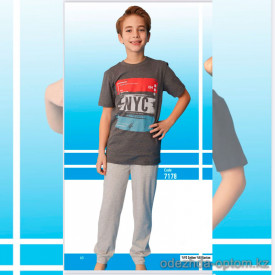e1-7178 Пижама подростковая на мальчика: футболка и шорты, 9-14 лет, хлопок, 1 пачка (4 шт)
