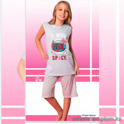 e1-8110-1 Пижама подростковая на девочку: футболка и шорты, 9-14 лет, cotton, 1 пачка (4 шт)