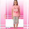 e1-8156 Пижама подростковая на девочку: футболка и шорты, 9-14 лет, cotton, 1 пачка (4 шт)