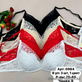 b6-0984 Miss Wicasa Бюстгальтер кружевной без косточек, чашка B, 1 пачка (3 шт)