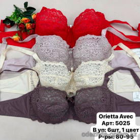 b6-5025 Orietta Avec Бюстгальтер анжелика с полу-подкладом гипюровый, чашка D, 1 пачка (6 шт)