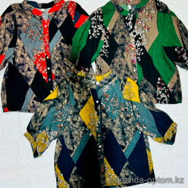 w20-0747 Рубашка женская с принтом, марлевка, стандарт (42-48), 1 шт