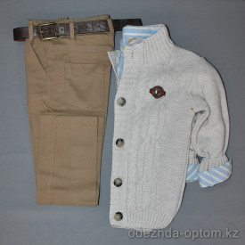 d4-0735 Детский комплект: брюки, кофта, рубашка, 5-8 лет, 1 пачка (4 шт)