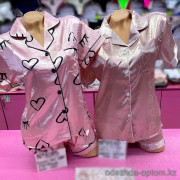 b6-1025-9110 Комплект женской атласной пижамы: рубашка и шорты, M-XL, 1 пачка (4 шт)