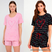 b15-0647 Комплект женской пижамы: футболка и шорты, S-XL, 1 пачка (4 шт)