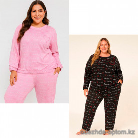 b15-1729 Комплект женской пижамы: кофта и штаны, большие размеры, XL-3XL, 1 пачка (3 шт)