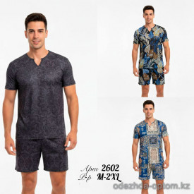 z2-2602 Пляжный мужской костюм: футболка и шорты, M-2XL, 1 пачка (4 шт)