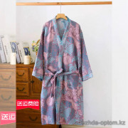 b15-405-4 Халат женский муслиновый с длинными рукавами, M-L, 1 пачка (2 шт)