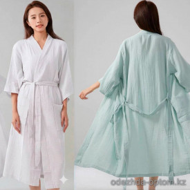 b15-406-2 Халат женский муслиновый с рукавами 3/4, S-XL, 1 пачка (2 шт)