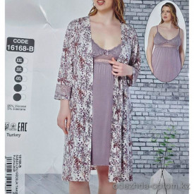 b4-16168-B Cotpark Халат в комплекте с сорочкой для пышных дам, 2XL-4XL, 1 пачка (3 шт)