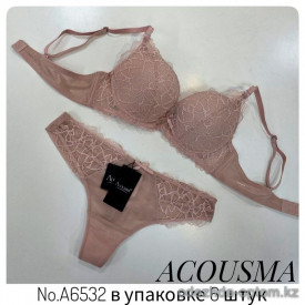 b4-A6532 Acousma Комплект нижнего белья: бюстгальтер на среднем поролоне и стринги, 1 пачка (6 шт)