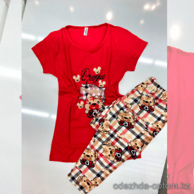 e1-0409 Комплект женской домашней одежды двойка, S-XL, cotton, 1 пачка (4 шт)