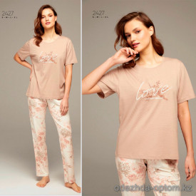e1-2427 PIJAPIA Пижама женская: футболка и штаны, S-XL, viscose, 1 пачка (4 шт)
