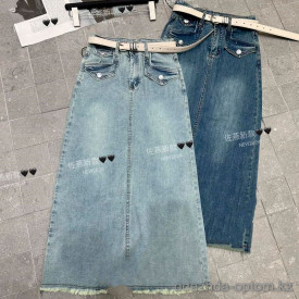 j3-7174 Юбка женская джинсовая французской длины, S-XL, 1 пачка (4 шт)