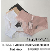b4-P6575 Acousma Трусики женские с кружевной вставкой, M-XL, 1 пачка (6 шт)