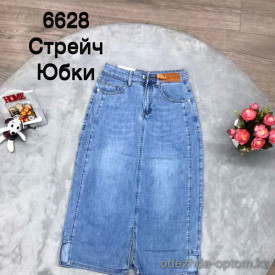 j3-6628 Юбка женская джинсовая с разрезом, S-XL, 1 пачка (4 шт)