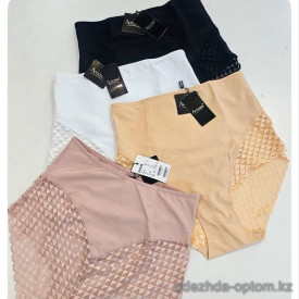 b4-P6548 Acousma Трусики женские однотонные высокие, L-3XL, 1 пачка (6 шт)