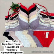b6-0901-2 Miss Wicasa Комплект кружевного нижнего белья: бюстгальтер на среднем поролоне и трусики, чашка C, 1 пачка (3 шт)