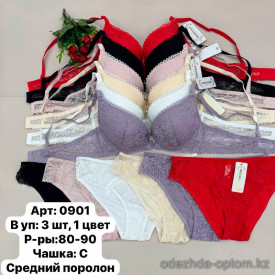 b6-0901-2 Miss Wicasa Комплект кружевного нижнего белья: бюстгальтер на среднем поролоне и трусики, чашка C, 1 пачка (3 шт) b6-0901-2 Miss Wicasa Комплект кружевного нижнего белья: бюстгальтер на среднем поролоне и трусики, чашка C, 1 пачка (3 шт)