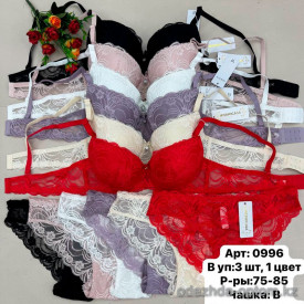 b6-0996 Miss Wicasa Комплект нижнего белья: кружевной бюстгальтер с корректором и трусики, чашка B, 1 пачка (3 шт) b6-0996 Miss Wicasa Комплект нижнего белья: кружевной бюстгальтер с корректором и трусики, чашка B, 1 пачка (3 шт)