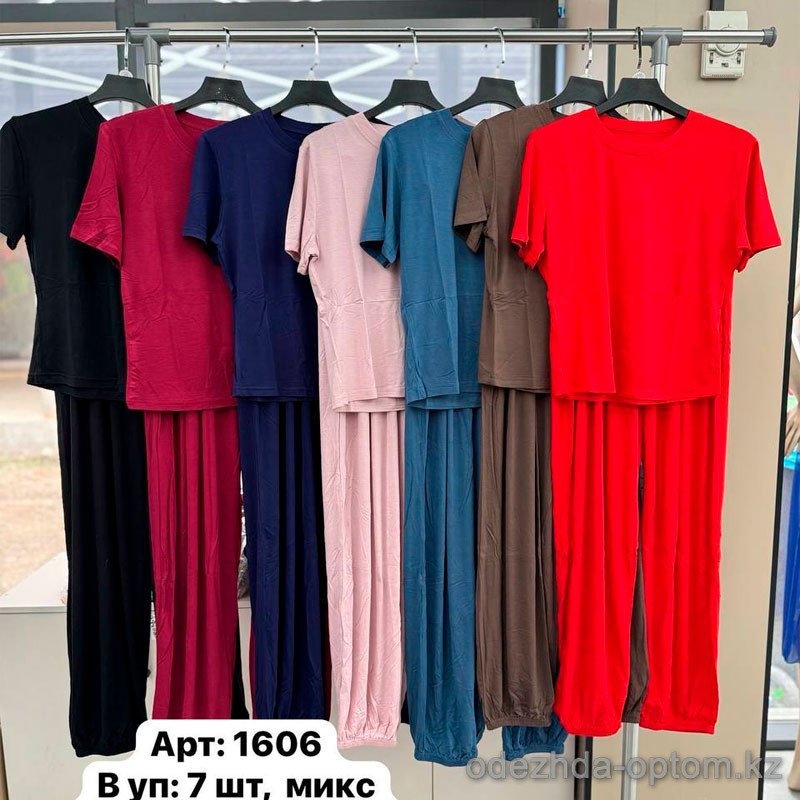 b6-1606 Комплект женской бамбуковой пижамы: футболка и штаны, стандарт (42-46), 1 пачка (7 шт) b6-1606 Комплект женской бамбуковой пижамы: футболка и штаны, стандарт (42-46), 1 пачка (7 шт)
