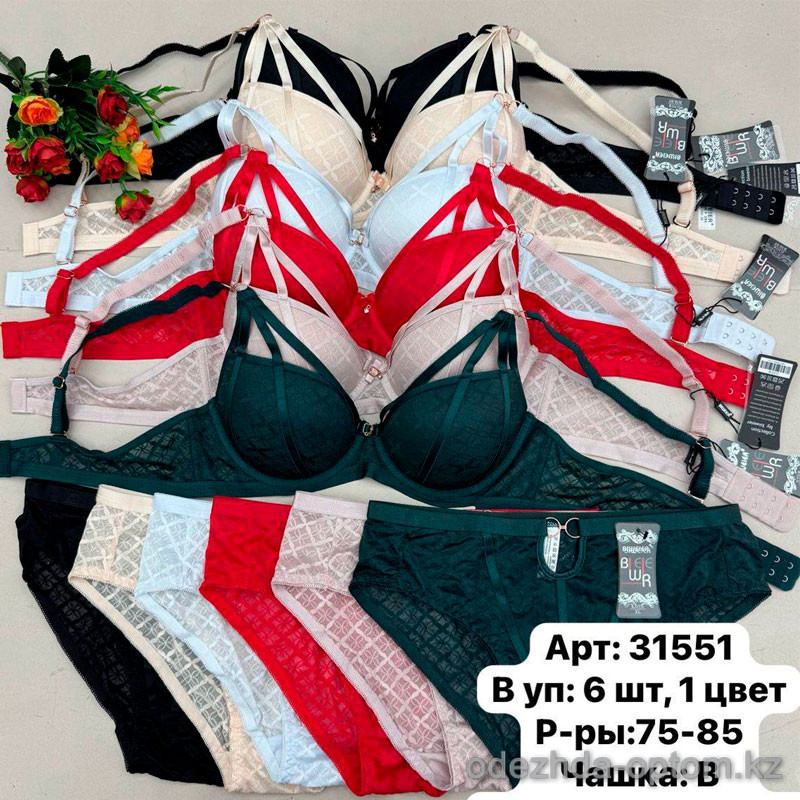 b6-31551 Biweier Комплект нижнего белья: бюстгальтер на среднем поролоне и трусики, чашка B, 1 пачка (6 шт) b6-31551 Biweier Комплект нижнего белья: бюстгальтер на среднем поролоне и трусики, чашка B, 1 пачка (6 шт)