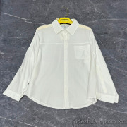 w41-0318 Рубашка женская однотонная с длинными рукавами, стандарт (до 48), 1 шт