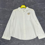 w41-0324 Рубашка женская однотонная с длинными рукавами, стандарт (до 48), 1 шт