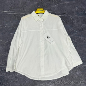 w41-163 Рубашка женская однотонная с длинными рукавами, стандарт (до 48), 1 шт