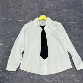 w41-515 Рубашка женская однотонная с галстуком, стандарт (до 48), 1 шт