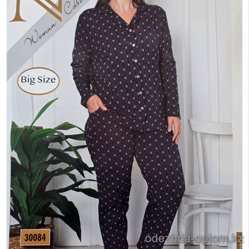 b4-30084 Nicoletta Комплект пижамы для полных дам: рубашка и штаны, 2XL-5XL, 1 пачка (4 шт) b4-30084 Nicoletta Комплект пижамы для полных дам: рубашка и штаны, 2XL-5XL, 1 пачка (4 шт)