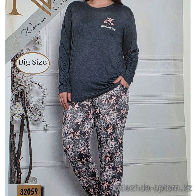 b4-32059 Nicoletta Комплект пижамы для полных дам: кофта и штаны, 2XL-5XL, 1 пачка (4 шт) b4-32059 Nicoletta Комплект пижамы для полных дам: кофта и штаны, 2XL-5XL, 1 пачка (4 шт)