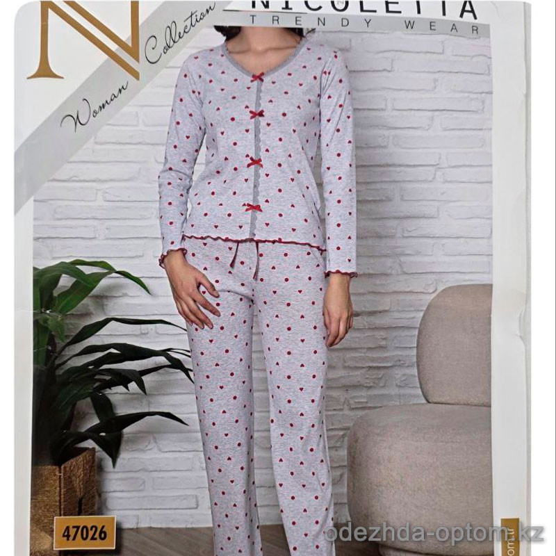 b4-47026 Nicoletta Комплект женской пижамы: кофта и штаны, S-XL, 1 пачка (4 шт) b4-47026 Nicoletta Комплект женской пижамы: кофта и штаны, S-XL, 1 пачка (4 шт)