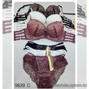 b4-9839 Комплект кружевного нижнего белья: бюстгальтер пуш-ап и трусики, чашка C, 1 пачка (6 шт)