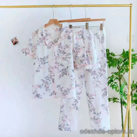 b15-303-17 Комплект женской муслиновой пижамы 3в1: рубашка, шорты и штаны, M-XL, 1 пачка (3 шт)