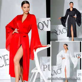 b16-1137 Халат женский шелковый с длинными рукавами, S-L, 1 пачка (3 шт) b16-1137 Халат женский шелковый с длинными рукавами, S-L, 1 пачка (3 шт)